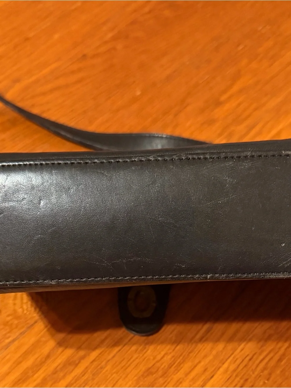 Vintage Early 1980’s Coach Black Leather Crossbody with Brass Turnlock Accent